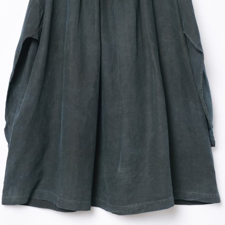 ~20s France Antique Indigo linen Biaude (Fullopen)