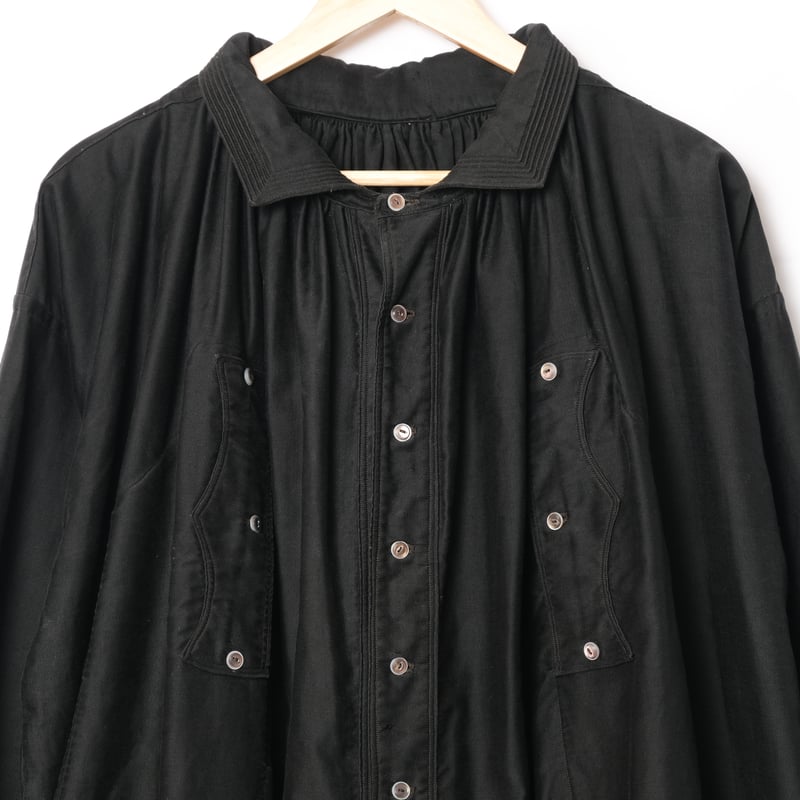 30s France Antique Black Moleskin Biaude | Ugl