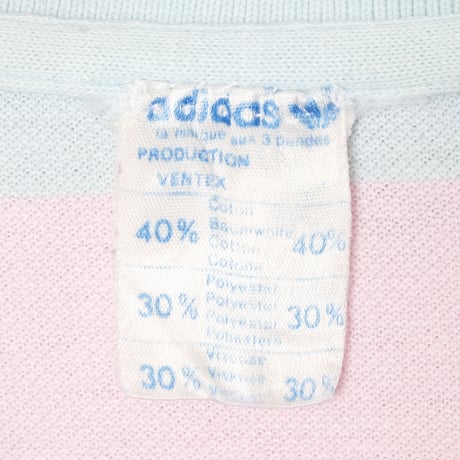 70-80s Vintage adidas VENTEX Half Sleeve Polo Shirt Pale Tone（Made in France）