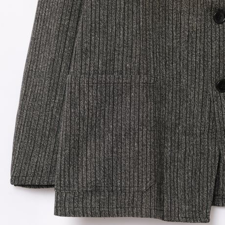 40s France Vintage Black Chambray Stripe Tailored Jacket Dead Stock