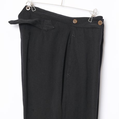 30-40s France Vintage Wool Black Trousers