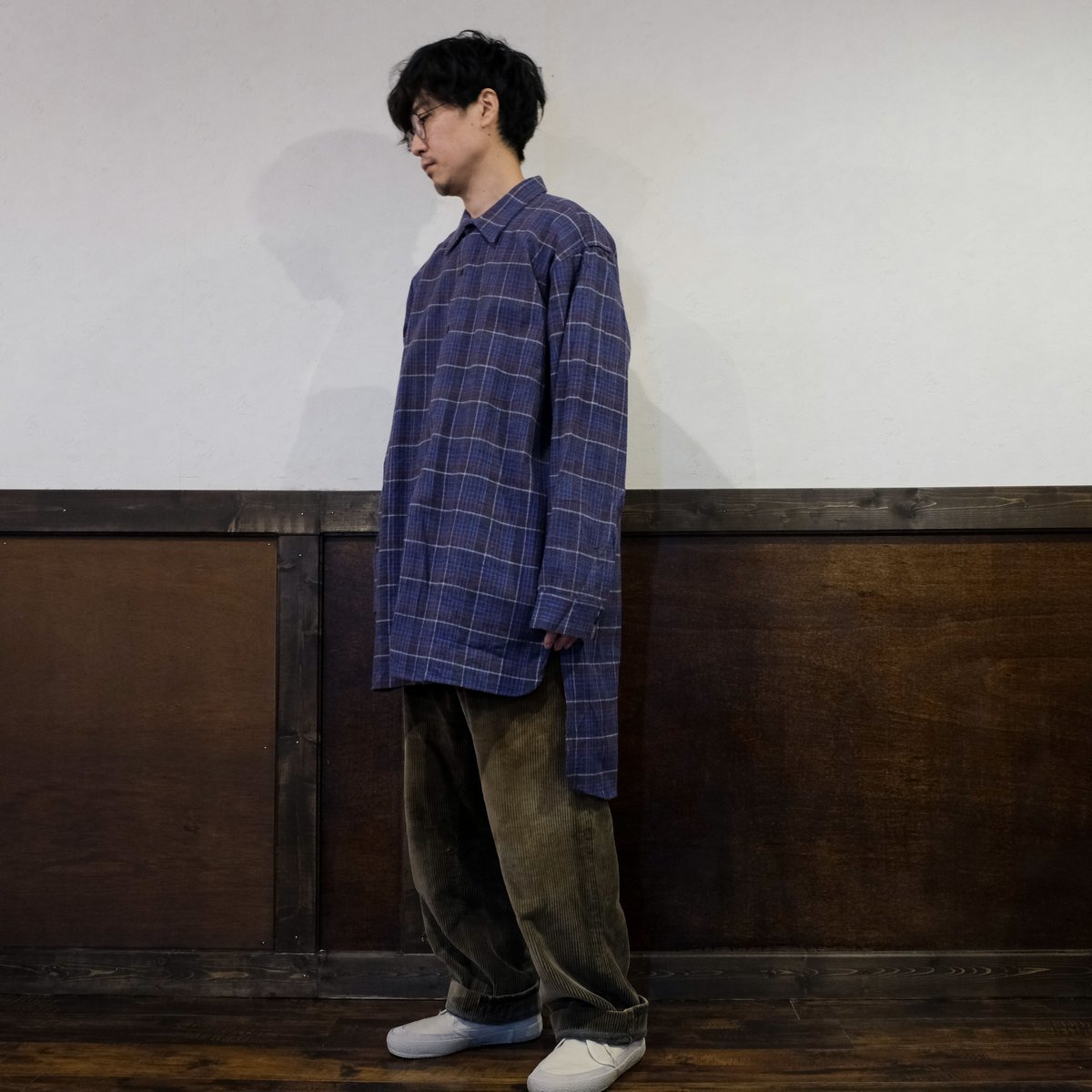 40-50s French Vintage Flannel Granpa Shirts Bl 40-50s French Vintage Flannel Granpa Shirts Bl