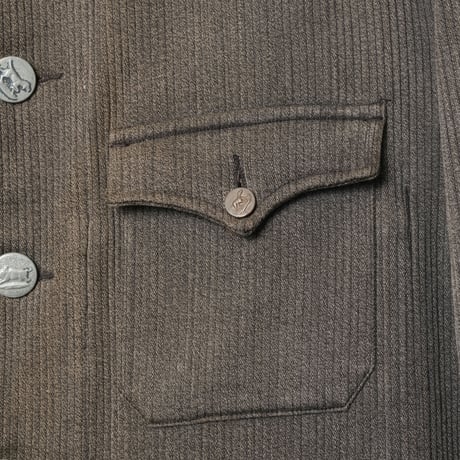 40s France Vintage Manu France Gray Cotton Pique Hunting Jacket