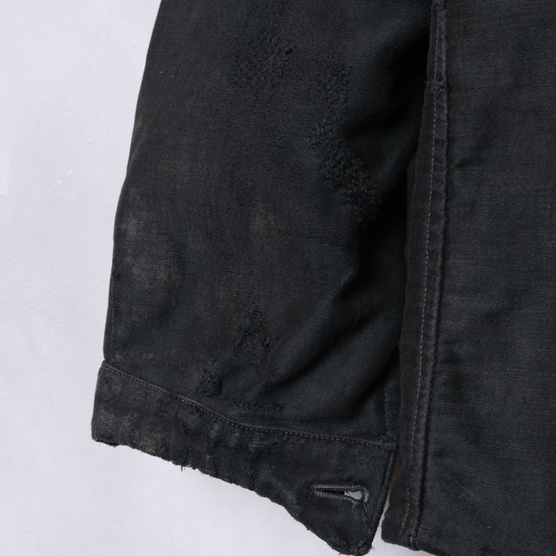 30s-40s Le Durable Black Moleskin Jacket Wood