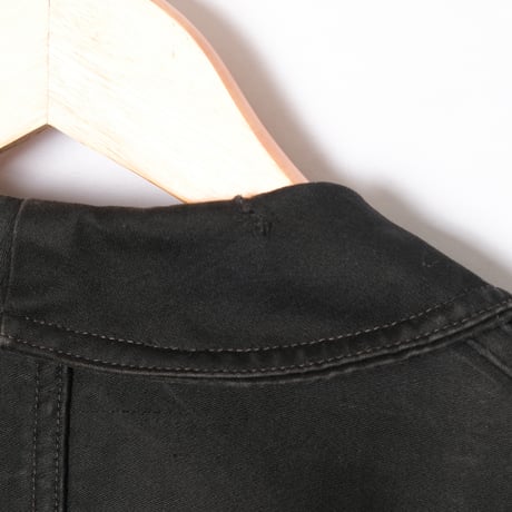 30-40s France Vintage L' Inusable Black Moleskin Work Jacket