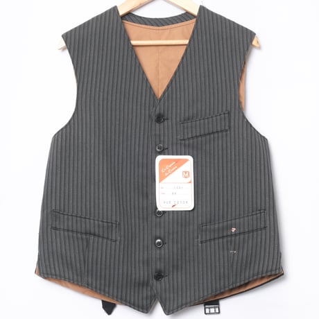 40-50s France Vintage Cotton Striped Work Gilet Dead Stock