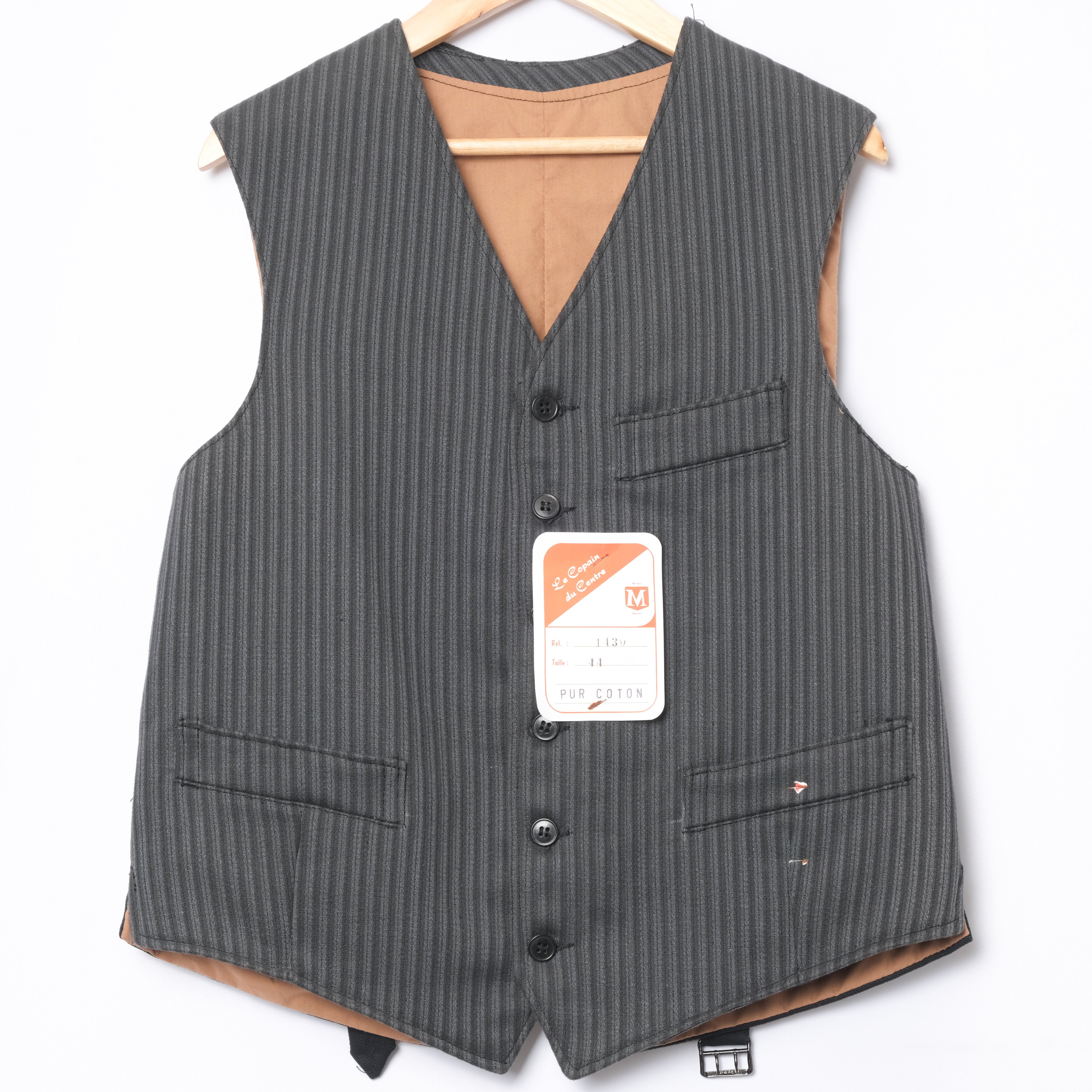 40-50s France Vintage Cotton Striped Work Gilet