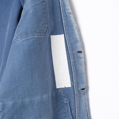 40s France Vintage Le Mont Saint Michel Blue Moleskin Work Jacket