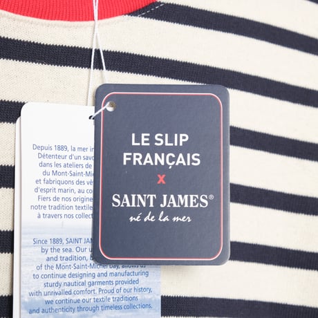 SAINT JAMES × Le Slip Français Half Sleeve Shirt ECRU×MARINE