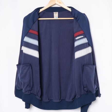 80s Vintage adidas Track Jacket Model First Navy×Bordeaux Pale Blue×Pale Grey（Made in Hungaria）