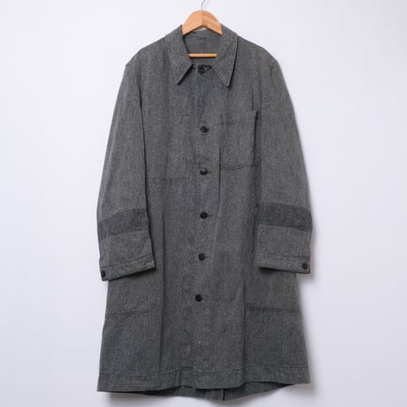 40-50s French Vintage  Black Chambray Atelier Coat 2
