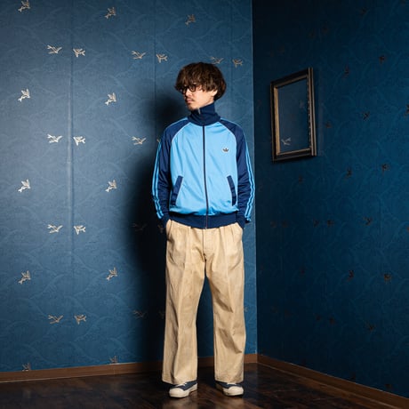 80s Vintage adidas Track Jacket Light Blue × Navy (Made in Hungaria)