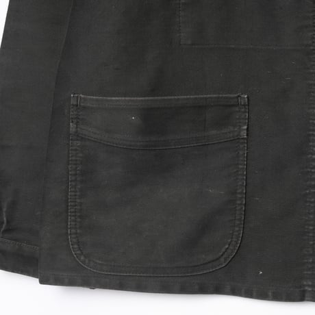 40-50s France Vintage Le Mont Sant Michel Black Moleskin Work Jacket Size 56