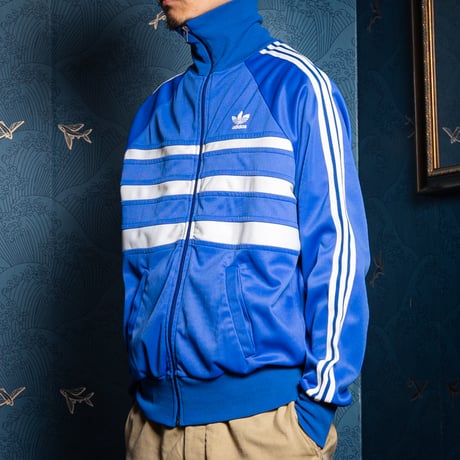 70-80s Vintage adidas Track Jacket Model First Blue × White (Made in England)