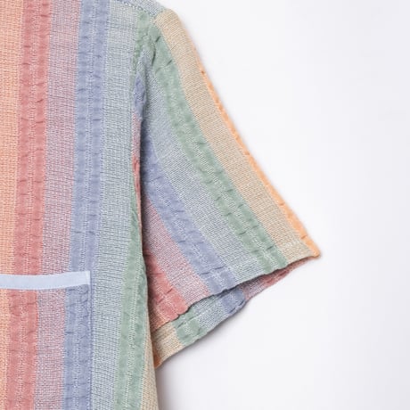 60-70s France Vintage Striped Short Sleeve Shirt