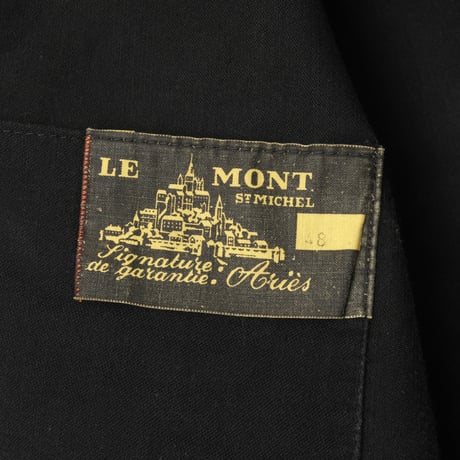40-50s France Vintage Le Mont Sant Michel Black Moleskin Work Jacket Size 48