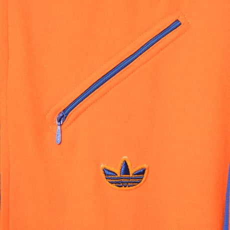 70s Vintage adidas Track Jacket With Hood Orange × Blue