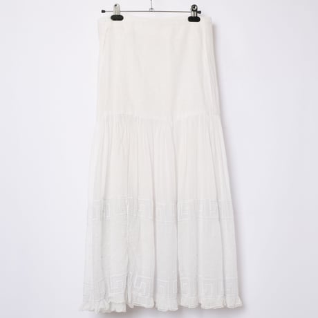 30s France Vintage Embroidered Cotton Skirt