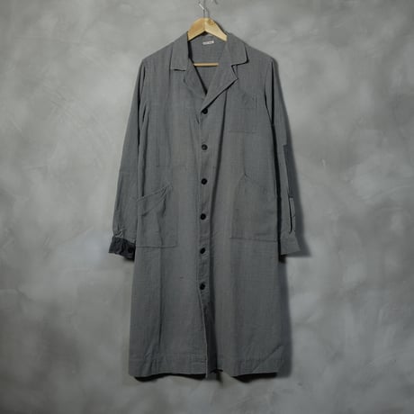 40-50s France Vintage DELUZET MICHEL Black Chambray Atelier Coat