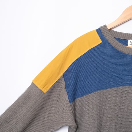 80s Vintage adidas Knit Pullover Light Blue × Gray (Made in West Germany)