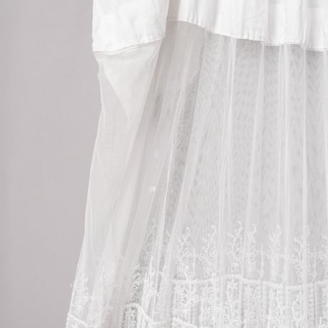 -30s France Antique Linen Long Church Smock