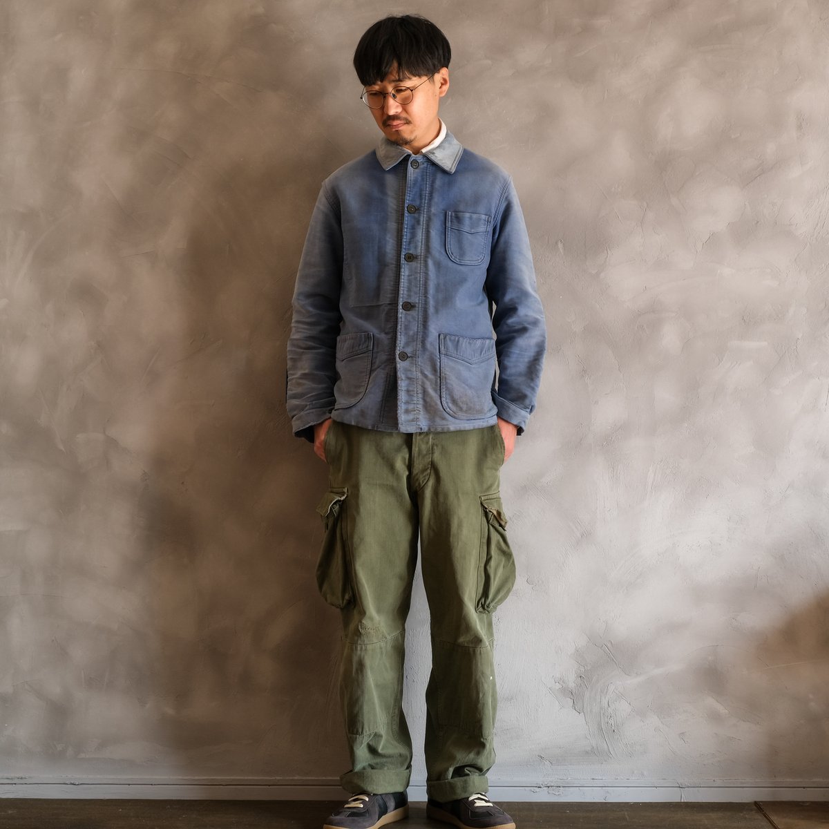 40-50s Le Mont St Michel Moleskin Jacket Patchw