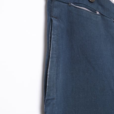 -30s France Vintage Fireman Indigo Linen HBT Trousers
