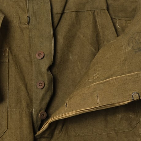 French Army Motorcycle Trousers Early Size 1 Linen Wood Button  Dead Stock