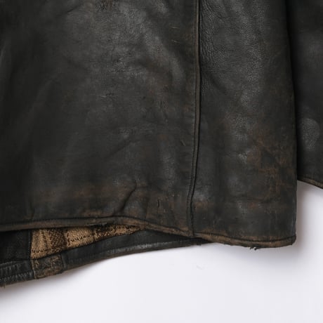50s-60s France Vintage Leather Jacket Wool Collar (Corbusier Jacket)