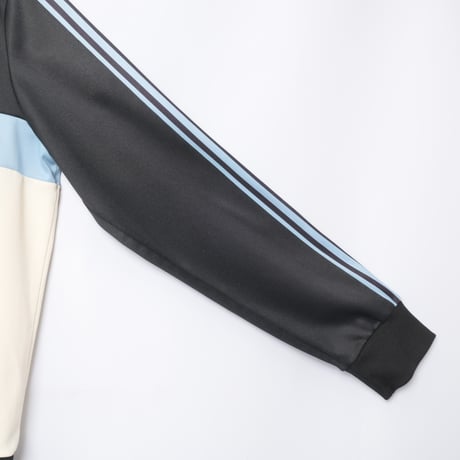 70-80s Vintage adidas Ventex Track Jacket Ivory × Black × Light Blue (Made in France)