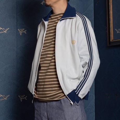60s Vintage adidas Ventex Track Jacket Early World Mark  Ivory × Blue (Made in France)