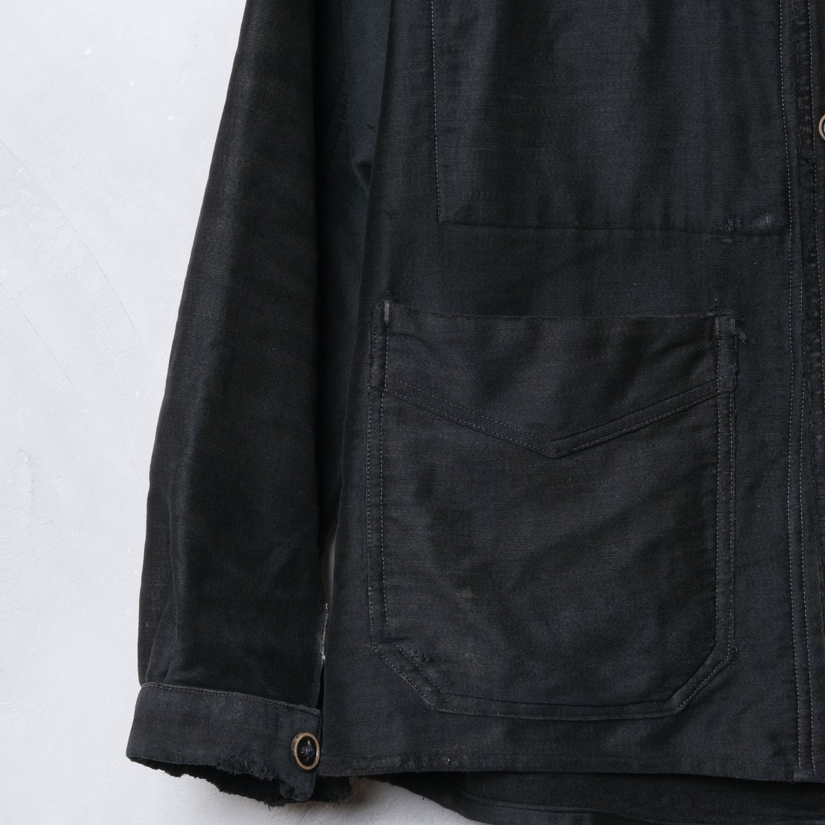 30s-40s Le Durable Black Moleskin Jacket Wood
