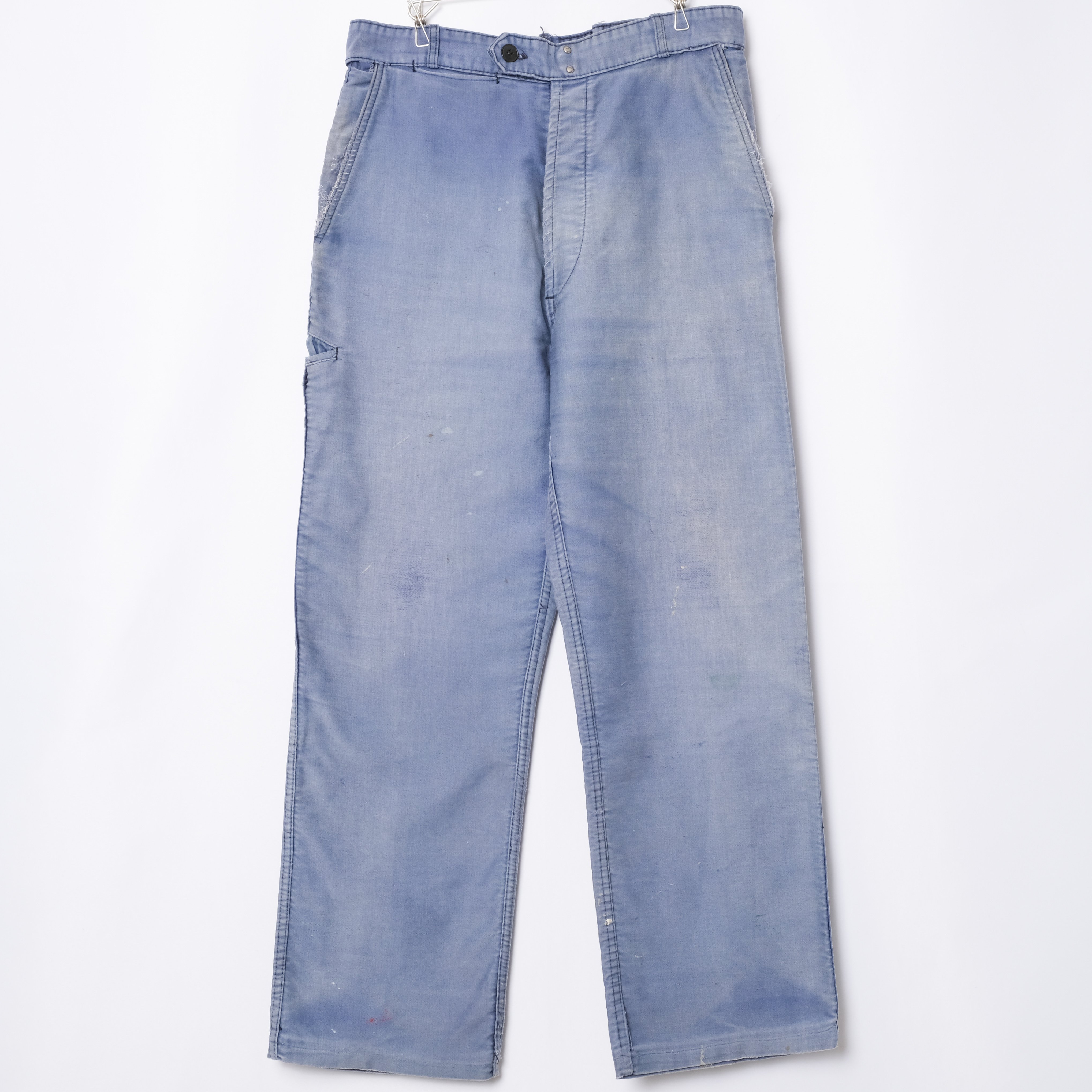 60s アドルフラフォン HBT ワークパンツ ホワイト 50-60s France Vintage Adolphe Lafont Blue Moles