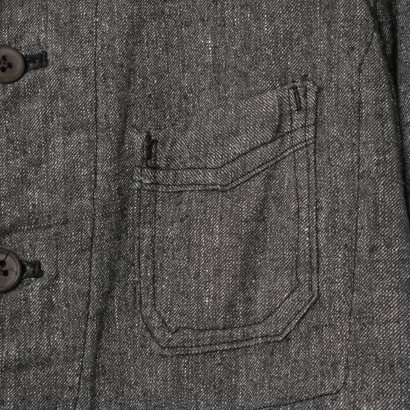 30-40s France Vintage Black Chambray Work Jacke
