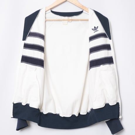 70-80s Vintage adidas Ventex Track Jacket Model First White × Navy (Made in France)