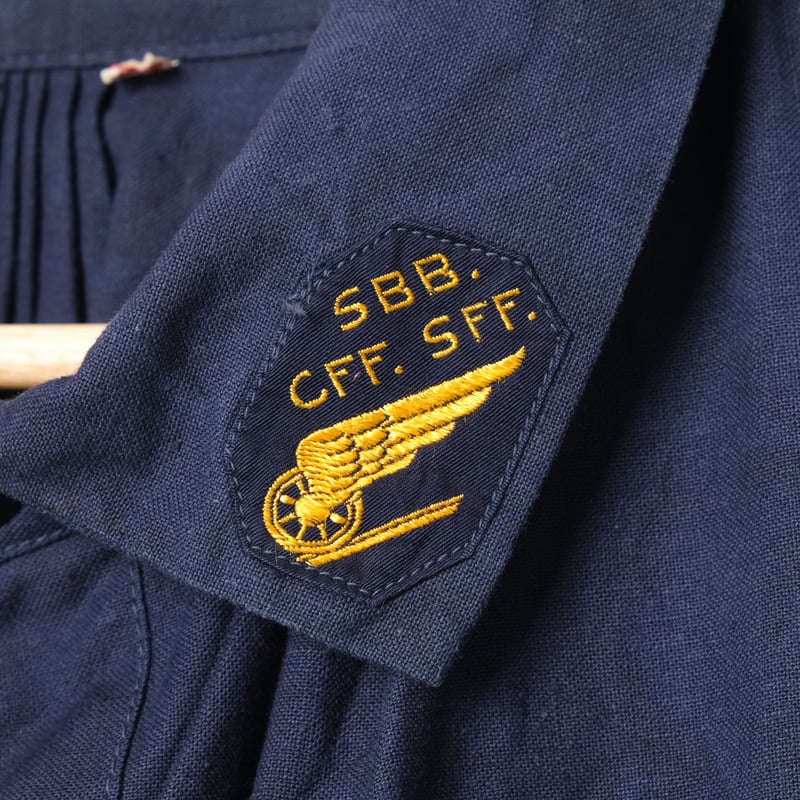 40-50s Swiss Vintage SBB.CFF.SFF Blue Cotton Li