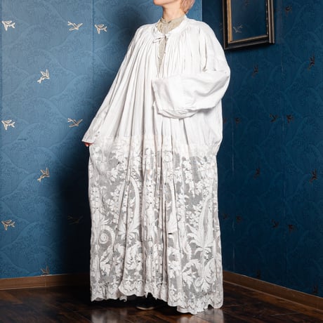 Early 1900s France  Antique Cotton Church Smock