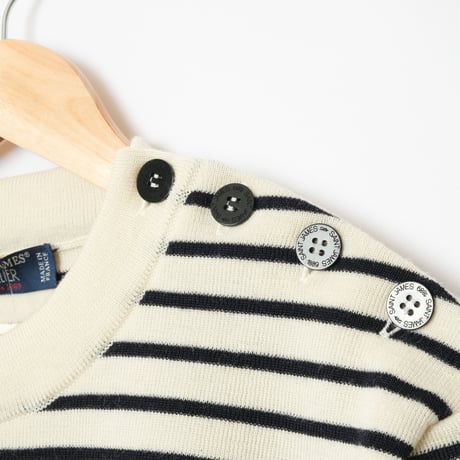 SAINT JAMES Border Knit（Ivory×Navy）Size XL