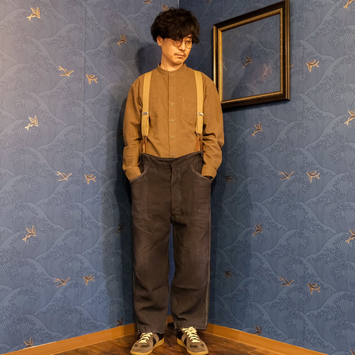 40-50s France Vintage Villette Black Linen Ma