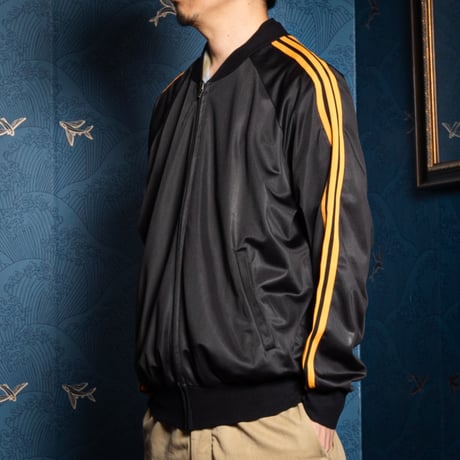 70-80s Vintage adidas Collarless Track Jacket Black × Mustard (Made in Austria)