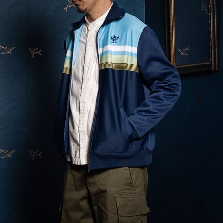 70s Vintage adidas Track Jacket RightBlue × Stripe× NavyBlue (Made in France)