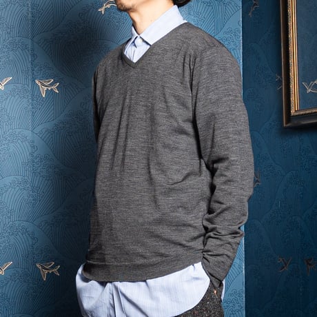 90s JOHN SMEDLEY × REISS Merino Wool Knit Pullover（Made in England）