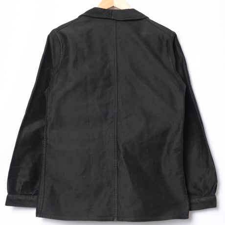 30-40s France Vintage L' Inusable Black Moleskin Work Jacket