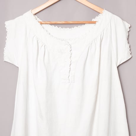France Antique Linen Half Sleeve Night Dress 1