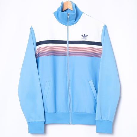 70-80s Vintage adidas Ventex Track Jacket Light Blue × White Bordeaux Line (Made in France)