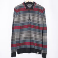 00s- JOHN SMEDLEY Merino Wool Knit Polo Shirt Navy（Made in England）