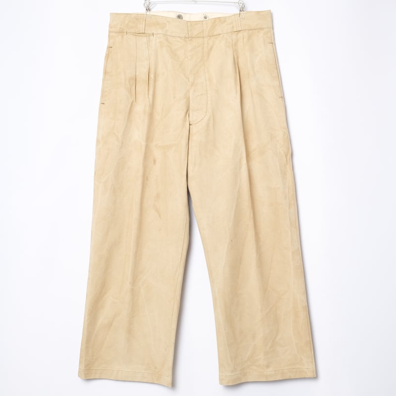 40s French Army Chino Trousers Metal Buttons Si