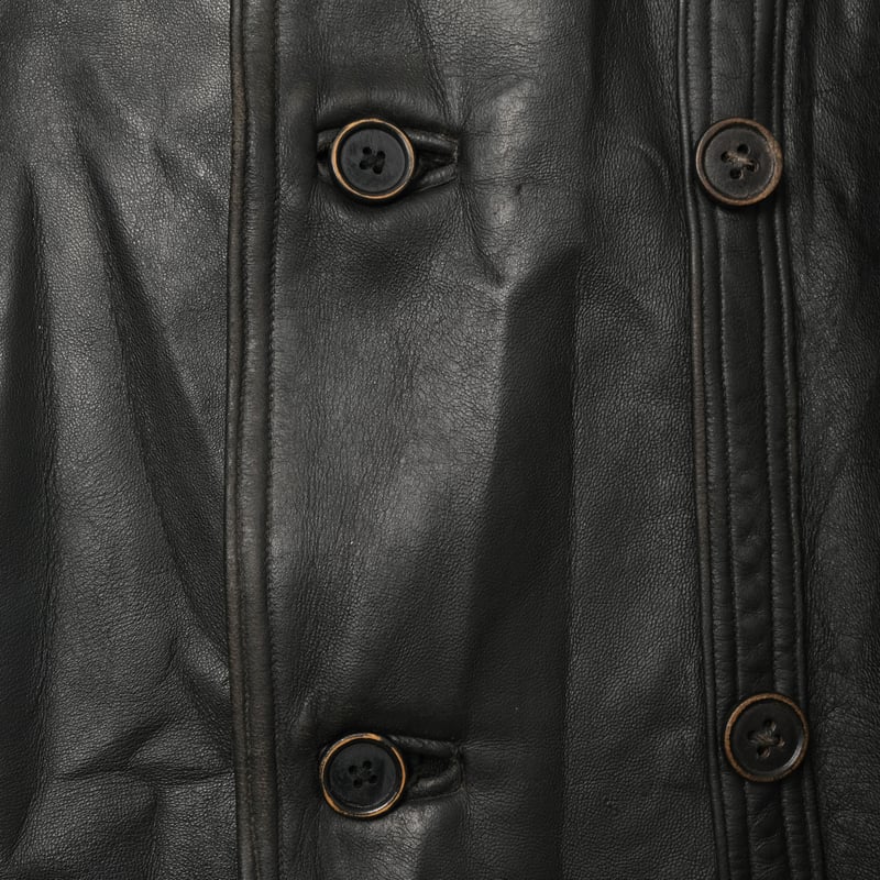 30s-40s French Vintage Leather Jacket Wool Coll