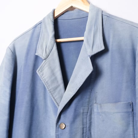 50s France Vintage Le Favori Lapel Blue Moleskin Work Jacket