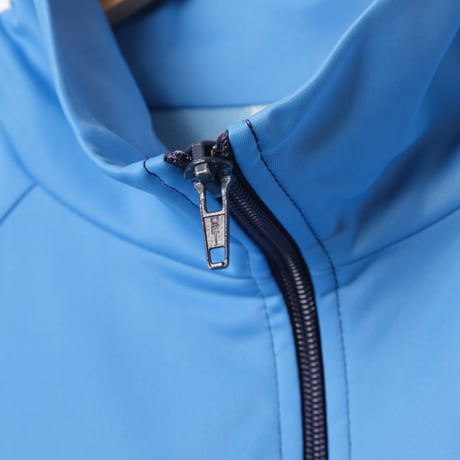 80s Vintage adidas Track Jacket Curve Pocket Light Blue × Navy (Made in Hungaria)